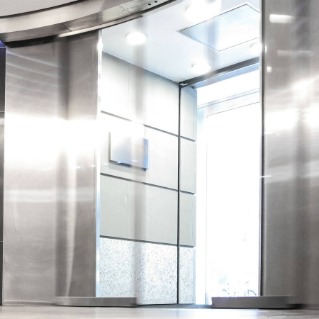 Pintu Otomatis Gedung Perkantoran Model Curved Sliding Door